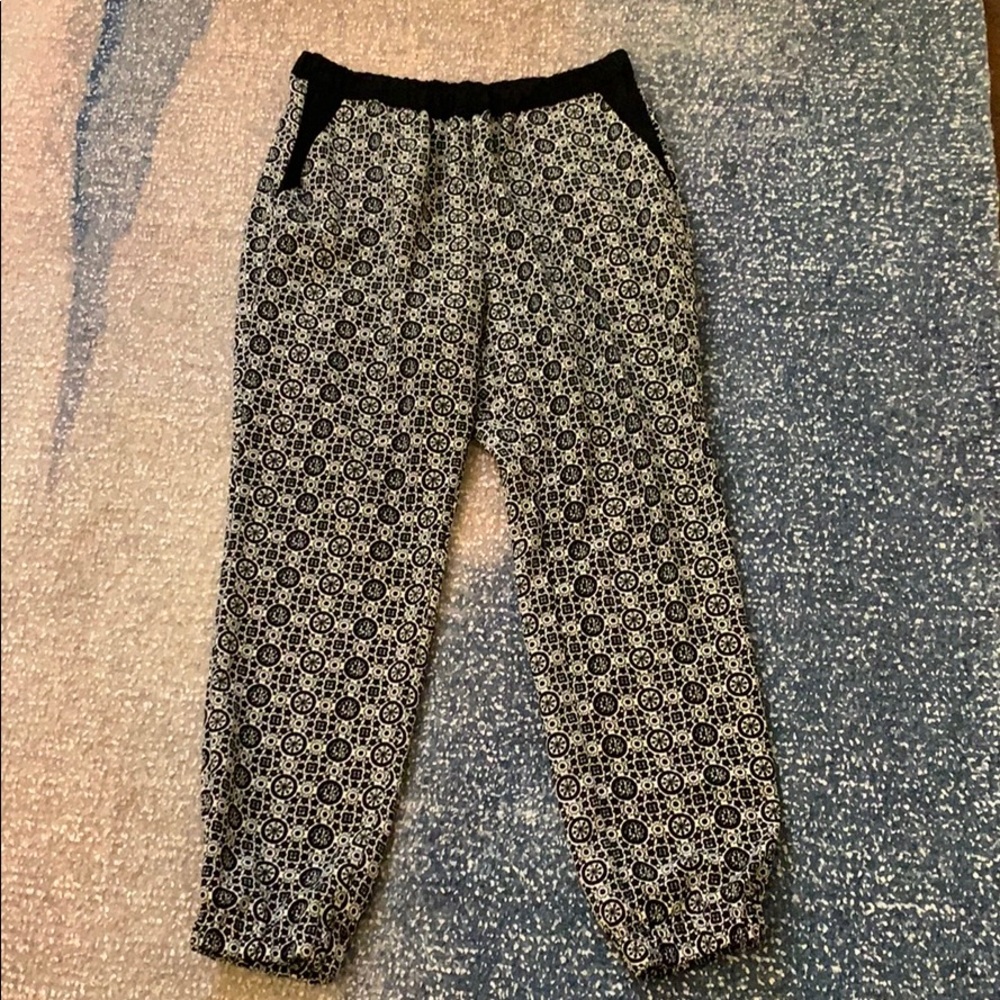 Topshop Black and White Trouser with fitted ankle